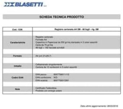 Blasetti 1334 Registro Cartonato Blasetti, A4, 1R, 48 FF