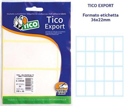 Tico Italia 947904 Etichette adesive, Bianco, Confezione da 10 fogli con 20 etichette - Totale 200 pezzi
