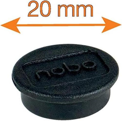 Nobo Magneti per Lavagna Bianca Magnetica, Diametro 20 mm, Confezione da 8, Nero, 1901440