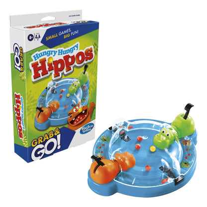 Hasbro Gaming Hungry Hungry Hippos Grab and Go Game, Portable Game for 2 Players, Travel Game for Kids, Includes 2 Chomping Hippos