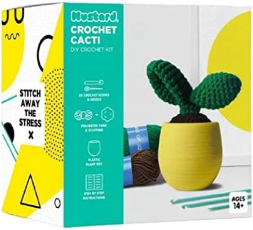 Mustard DIY haakset cactus haak - garen, vulling, haakhaken, naald, plantenpot
