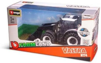 Bburago Die-Cast VALTRA M2Q TRACTOR with Working FRONT LOADER - Replica Collectible Toy Model, White