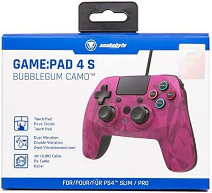 snakebyte GAMEPAD 4S - bubblegum - Controller voor PlayStation 4 / PS4 Slim/Pro / PS3, analoge dubbele joysticks, pc-compatibel (Windows 7/8/10), kabellengte van 3 m, touchpad, haptische feedback