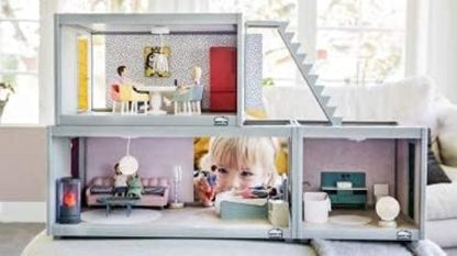 LUNDBY Poppenhuis Meubels Slaapkamerset - Poppenbed - Poppenhuis Accessoires voor 11cm Mini Poppen - 6 stuks, Leeftijd 3+ Schaal 1:18
