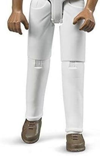 Bruder 60003 Man Figure – Medium Skin & White Jeans 1:16 Scale Toy Worker Compatible with All Vehicles & Playsets