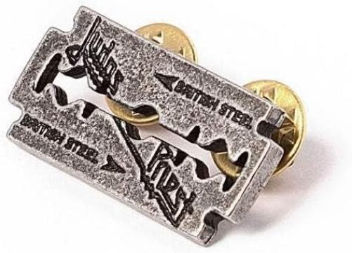 Judas Priest Logo None Pin Silver Ribbon Merch, Bands Standard silver colours
