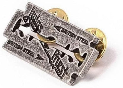 Judas Priest Logo None Pin Silver Ribbon Merch, Bands Standard silver colours