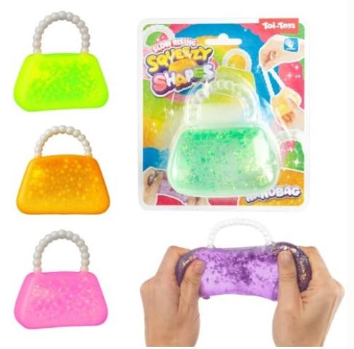 Toi-Toys squishy handtas speelgoed glitter stressbal 8 cm