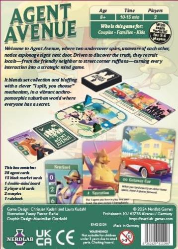 Agent Avenue (English Version) - Strategy Card Game, 2-4 Players, 10-15 Min, 8+ Years, on The Recommendation List for Spiel des Jahres 2025