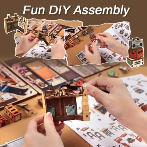 Book Nook DIY Oishii Kyoto - Japanisches Miniatur Set mit LED - Ramen Shop zum Bauen - Premium Bücherregal Dekoration - Originelle Geschenkidee