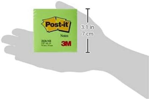 Post-it® Notes - Neon Green / Blue - 1 Cube - 450 sheets - 76mmx76mm