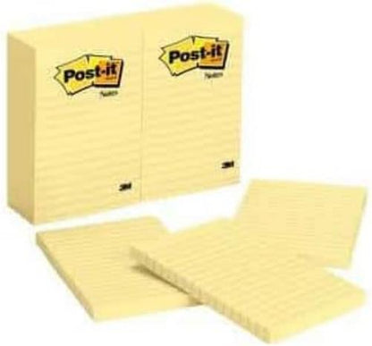Post-it Large Notes Canary Yellow, 101 mm x 152 mm, 6 Lined Pads