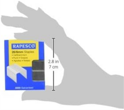 Rapesco S2662MA3 26/6 mm Galvanised Staples, Box of 2000