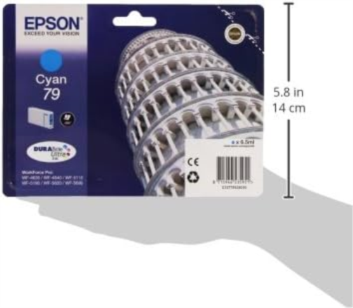 Epson 235G863 Original T79 Tintenpatrone Pisa, WF-4630DWF WF-4640DTWFWF-5110DWWF-5190DWWF-5620DWFWF-5690DWFWF-5190DWWF-5690DWF,(cyan