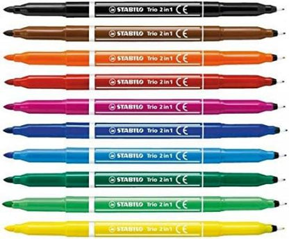 Felt Tip Pen - STABILO Trio 2 in 1 - Pack of 10 - Assorted colours