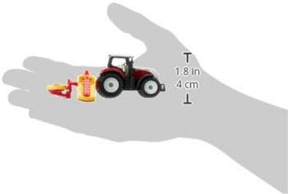 siku 1672, Steyr Tractor with Pöttinger Combination Mower, Metal,Plastic, Red, Toy vehicle for children