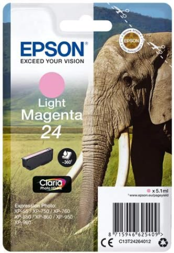 Epson 24 Serie Elefante Cartuccia Getto d'Inchiostro, Magenta Chiaro