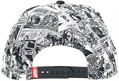 Marvel Logo and Comic Pattern Snapback Baseball Cap, Grey (Grey Grey), One Size
