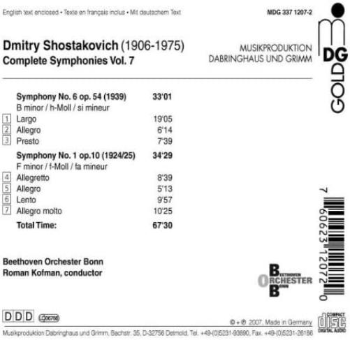 Complete Symphonies Vol7: No1 & 6