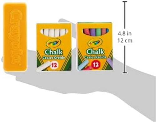 Crayola Chalk and Duster Set of 24 Multicoloured Chalk Sticks and Eraser
