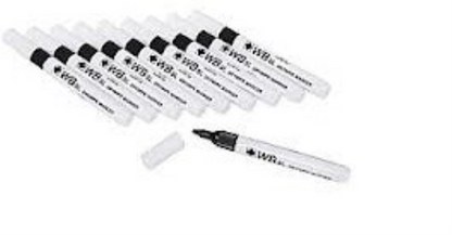 Whiteboard Drywipe Bullet Tip Red Markers x 10 (PC