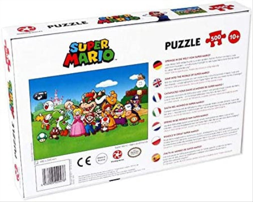 Winning Moves Super Mario and Friends 500 Piece Jigsaw Puzzle Game, Piece Together Mario, Luigi, Yoshi, Bowser and Toad, Gift and Toy for Ages 10 Plus