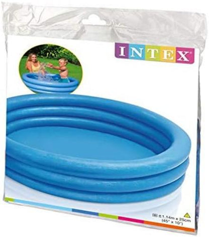 Intex 59416NP Crystal Blue Three Ring Inflatable Paddling Pool 1.14m x 25cm & Glossy Panel Ball - Inflatable Water Ball/Beach Ball - Diameter 51 cm