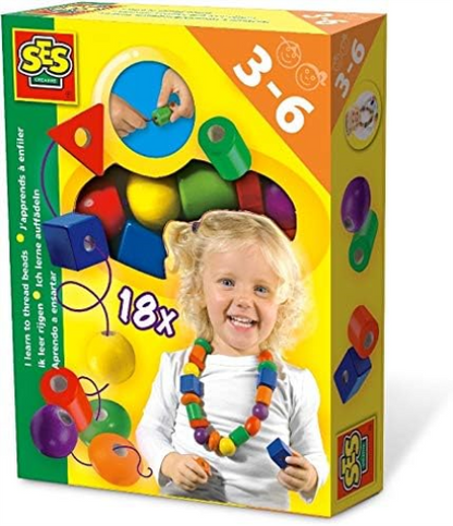 SES Creative 14808 Children's I Learn to Thread Beads, Blue