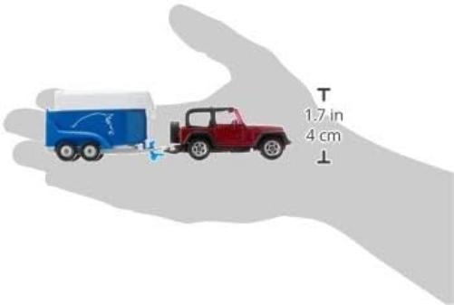 siku 1651, Jeep with Horse Trailer, Metal/Plastic, Multicolour, Incl. 1 toy horse, Opening loading flap