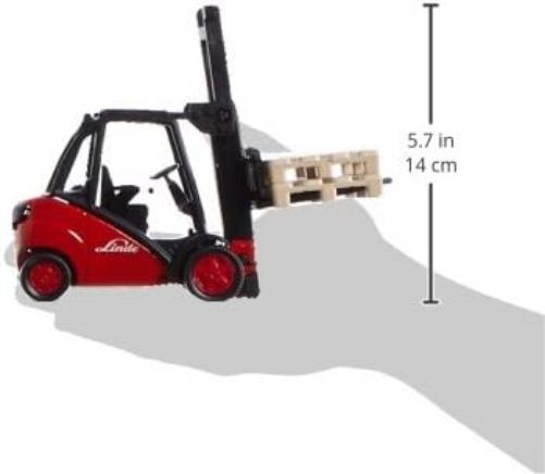 siku 1722, Linde Forklift, 1:50, Metal/Plastic, Red, Movable fork, Incl. 2 pallets