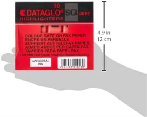 Hainenko 791002 Chisel Tip Dataglo Square Highlighter - Red (Pack of 10