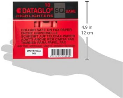 Hainenko 791002 Chisel Tip Dataglo Square Highlighter - Red (Pack of 10