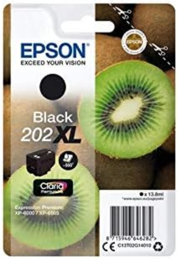 Epson 202XL Black Kiwi High Yield Genuine, Claria Premium Ink Cartridge