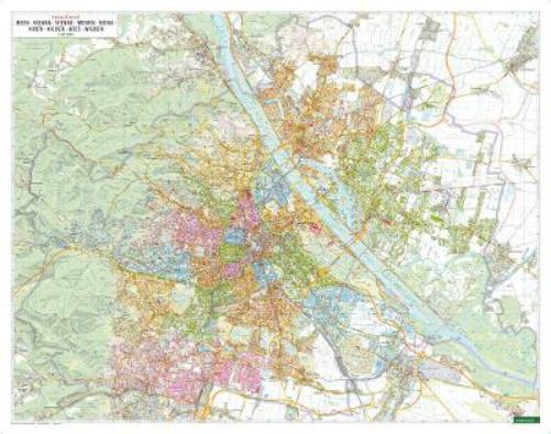 Wall map: Vienna 1:20,000, colored districts