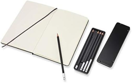 Moleskine 13 x 21 cm Large Art Collection Sketching Kit Notebook Sketching Album with Hard Cover and Elastic Closure, Paper Suitable for Pencils and Crayons, Black, 104 Pages