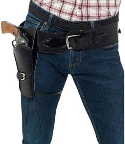 Smiffys Adult Faux Leather Single Holster with Belt, Black