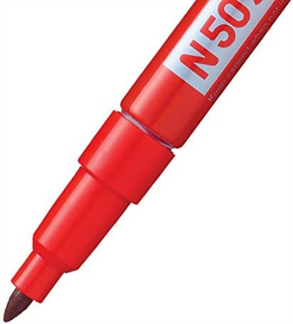 Pentel N50S-B Bullet Tip Permanent Marker - Red (Pack of 12