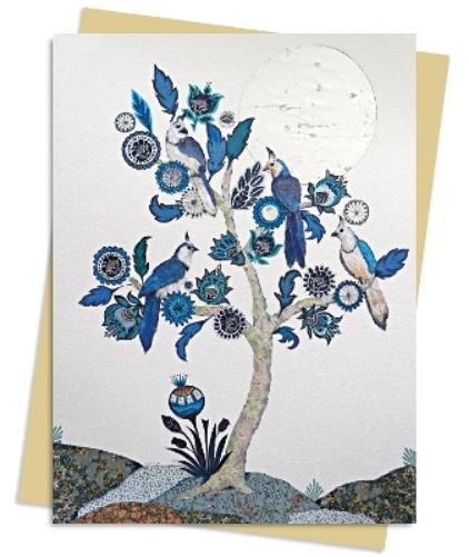 Alexandra Milton: Silver Tree of life with Four White-throated Magpies Greeting Card Pack: Pack of 6 (Greeting Cards