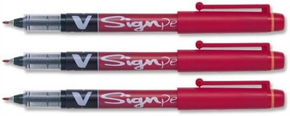 Pilot V Sign Pen Liquid Ink 2.0 mm Tip - Red, Box of 12