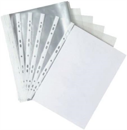 Q-Connect Delux Punched Pocket Top Opening Blue Strip A4 Clear (Pack of 25) KF01122