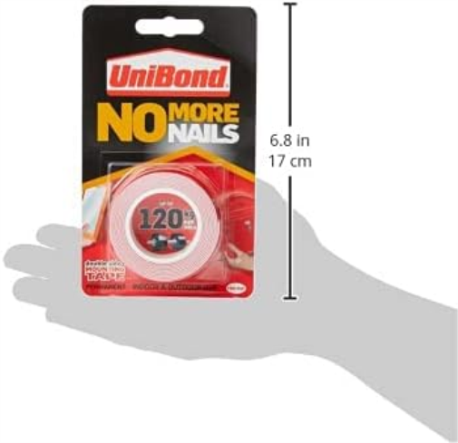 Unibond No More Nails Ultra Strong Double Sided Mounting Tape Permanent 19mm x 1.5m (Roll) - 2675760
