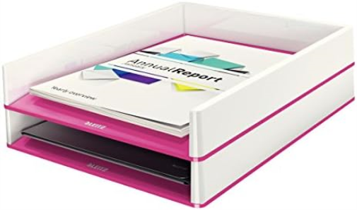 Leitz 53611023, Briefkorb Duo Colour, Wow, Weiß / Pink, 1 Stück
