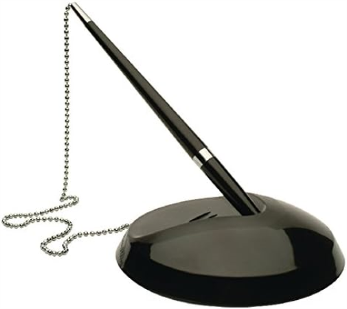 Q-Connect KF00233 Reception Pen with Chain and Base,Blue,Black 1 count
