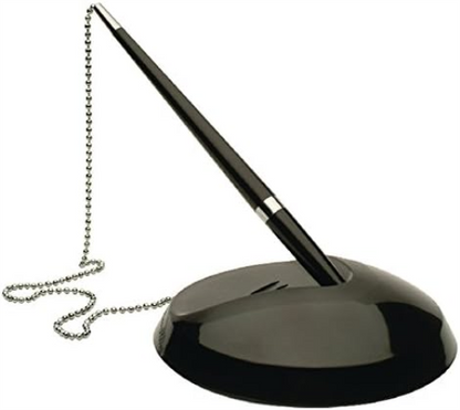 Q-Connect KF00233 Reception Pen with Chain and Base,Blue,Black 1 count