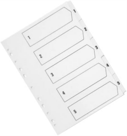 Q-Connect 1-5 Index Multi-Punched Reinforced Board Clear Tab A4 White KF01527