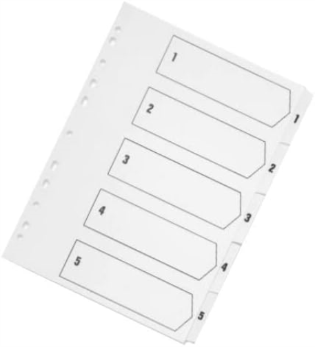 Q-Connect 1-5 Index Multi-Punched Reinforced Board Clear Tab A4 White KF01527