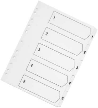 Q-Connect 1-5 Index Multi-Punched Reinforced Board Clear Tab A4 White KF01527