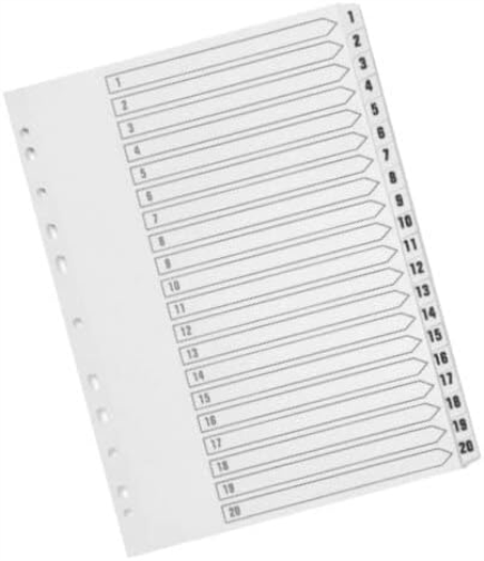 Q-Connect 1-20 Index Multi-punched Polypropylene White A4