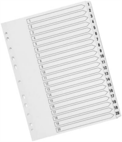 Q-Connect 1-20 Index Multi-punched Polypropylene White A4