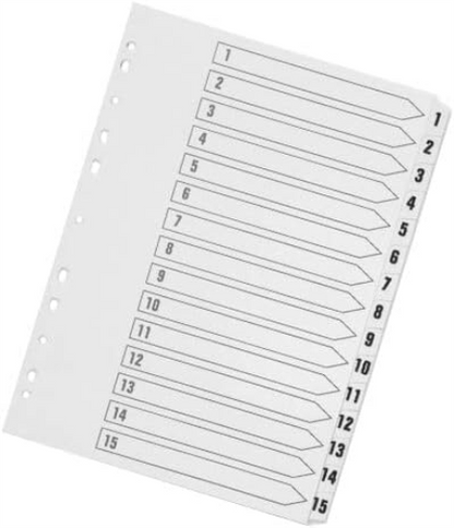 Q-Connect 1-15 Index Multi-Punched Reinforced Board Clear Tab A4 White KF01530